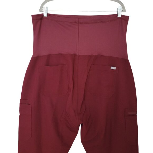 Figs Yola Maternity Petite Scrub Pants Womens Size 2XL Burgundy NWT - Picture 4 of 6